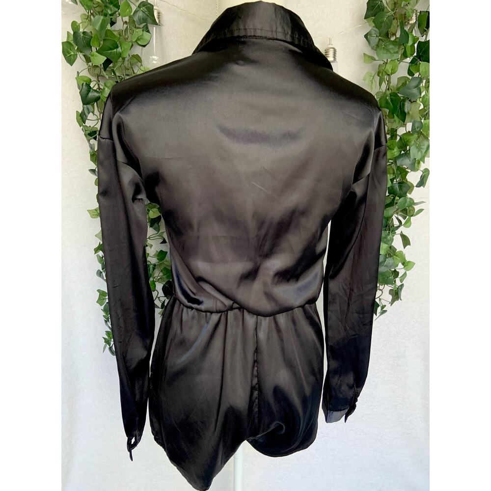 Pretty Little Thing Black Long Sleeve Button up Jumpsuit Women's XS-S - Picture 8 of 11